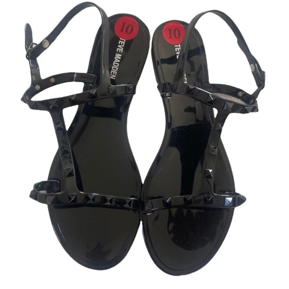 Steve Madden Pyramid Spike Stud Ankle Strap Sandals Black